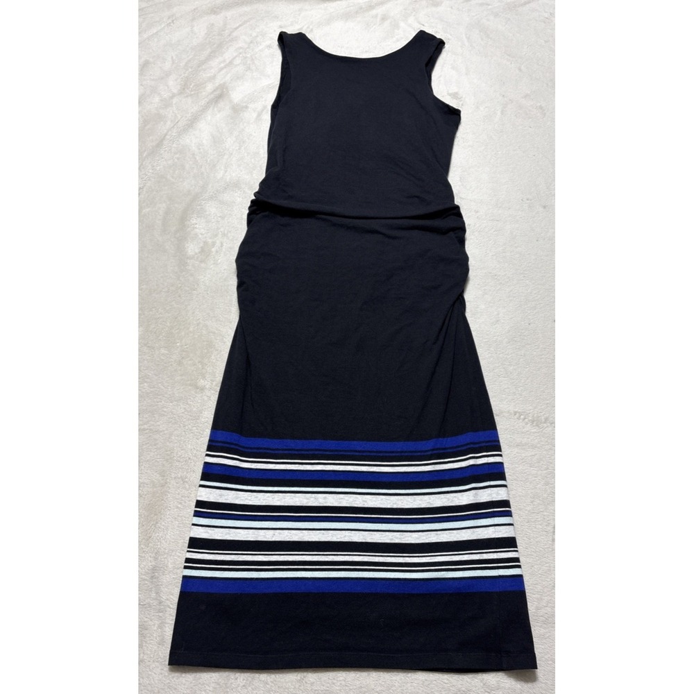Athleta Tank Dress Womens Medium Black Bodycon Side Ruched Midi